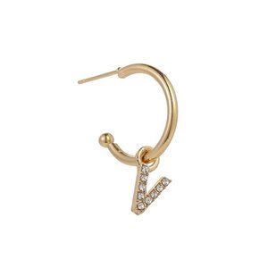 Gold Tone Alphabet Initial Earring Letter V 3 Pack